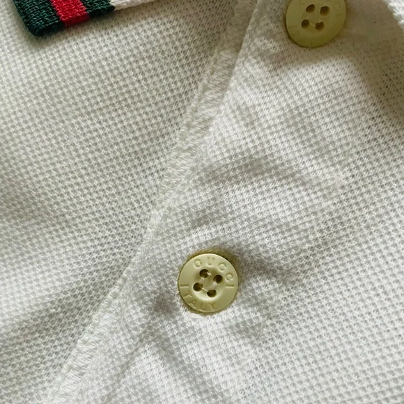 GUCCI Vintage White Polo Shirt With Classic Gucci Logo - Picture 7 of 11
